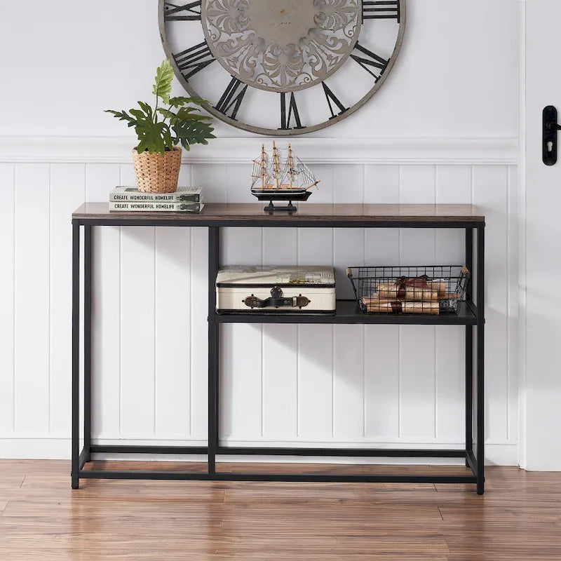 MCombo Console étroite avec étagère de rangement pour salon, MDF Sauge80 - 2,29 m x 3,28 m