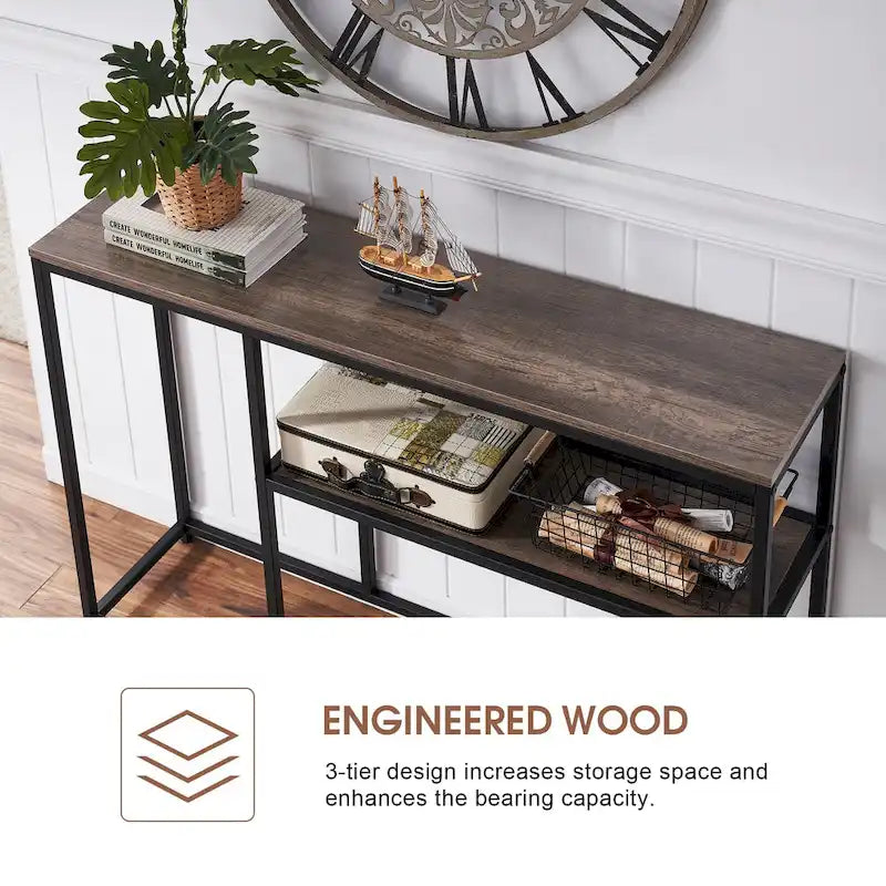 MCombo Console étroite avec étagère de rangement pour salon, MDF Sauge80 - 2,29 m x 3,28 m
