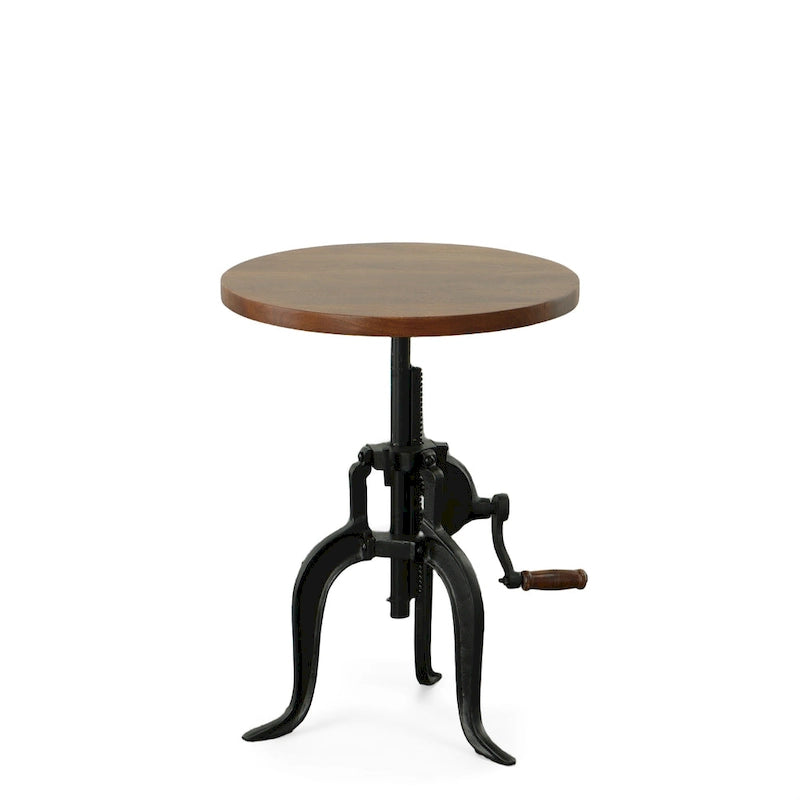 Table d'appoint réglable Carolina Living Regan - Dessus couleur châtaigne - Base noire