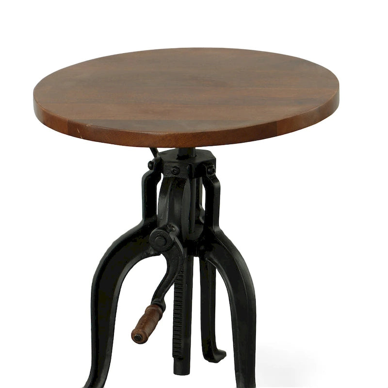 Table d'appoint réglable Carolina Living Regan - Dessus couleur châtaigne - Base noire