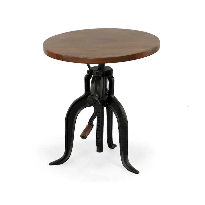 Table d'appoint réglable Carolina Living Regan - Dessus couleur châtaigne - Base noire