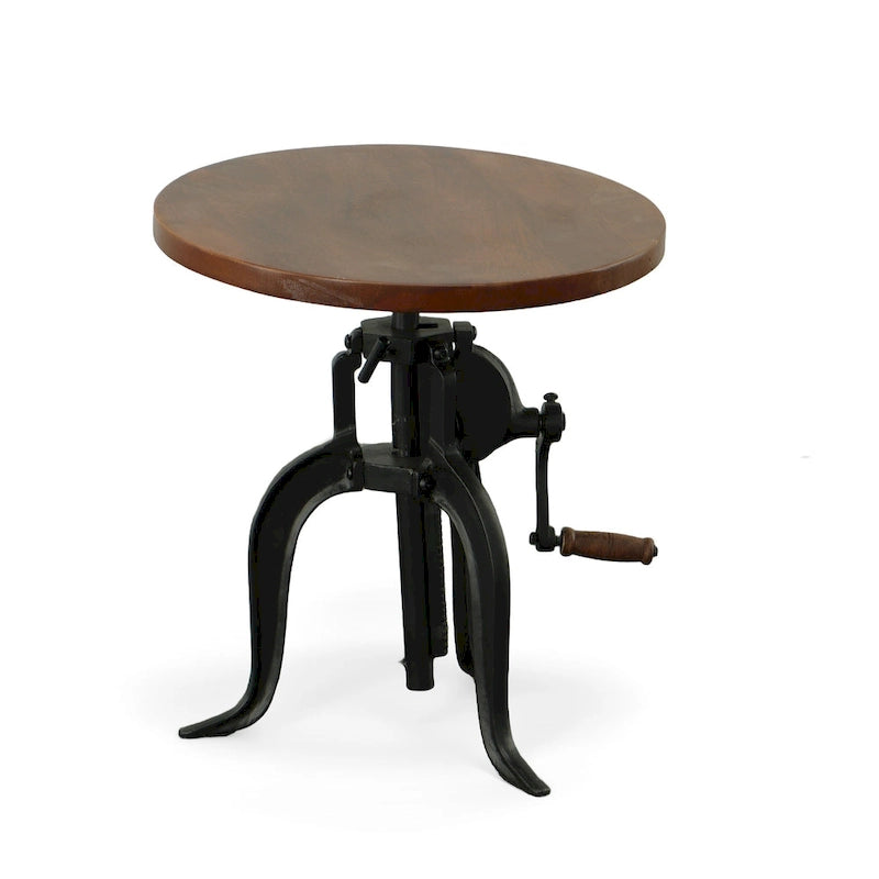 Table d'appoint réglable Carolina Living Regan - Dessus couleur châtaigne - Base noire