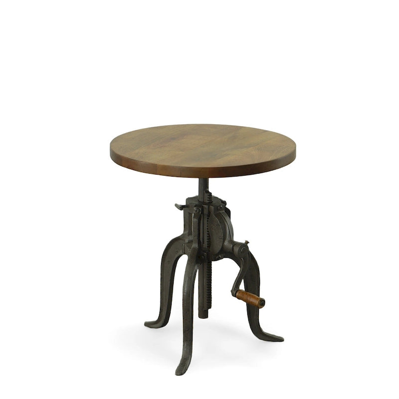 Table d'appoint réglable Carolina Living Regan - Dessus couleur châtaigne - Base noire