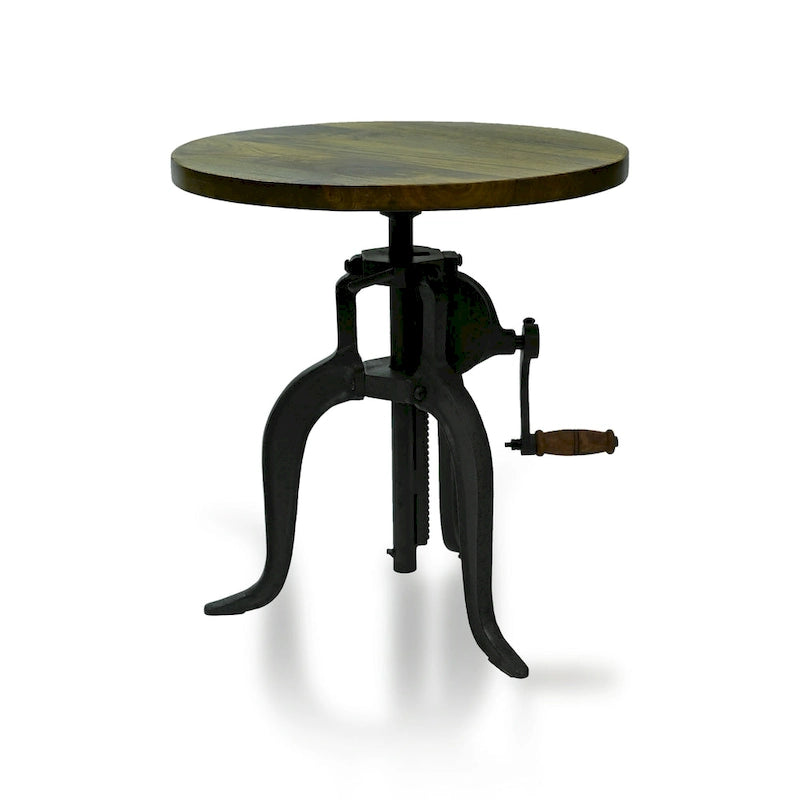 Table d'appoint réglable Carolina Living Regan - Dessus couleur châtaigne - Base noire