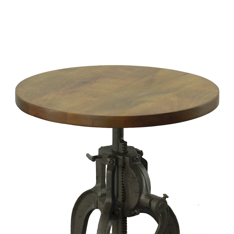 Table d'appoint réglable Carolina Living Regan - Dessus couleur châtaigne - Base noire