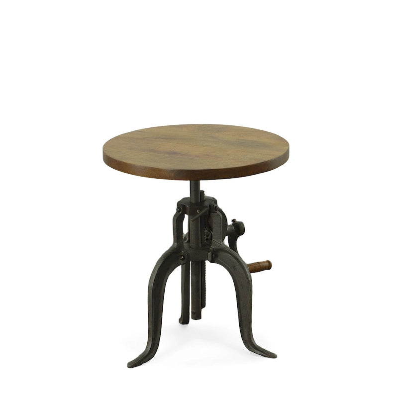 Table d'appoint réglable Carolina Living Regan - Dessus couleur châtaigne - Base noire