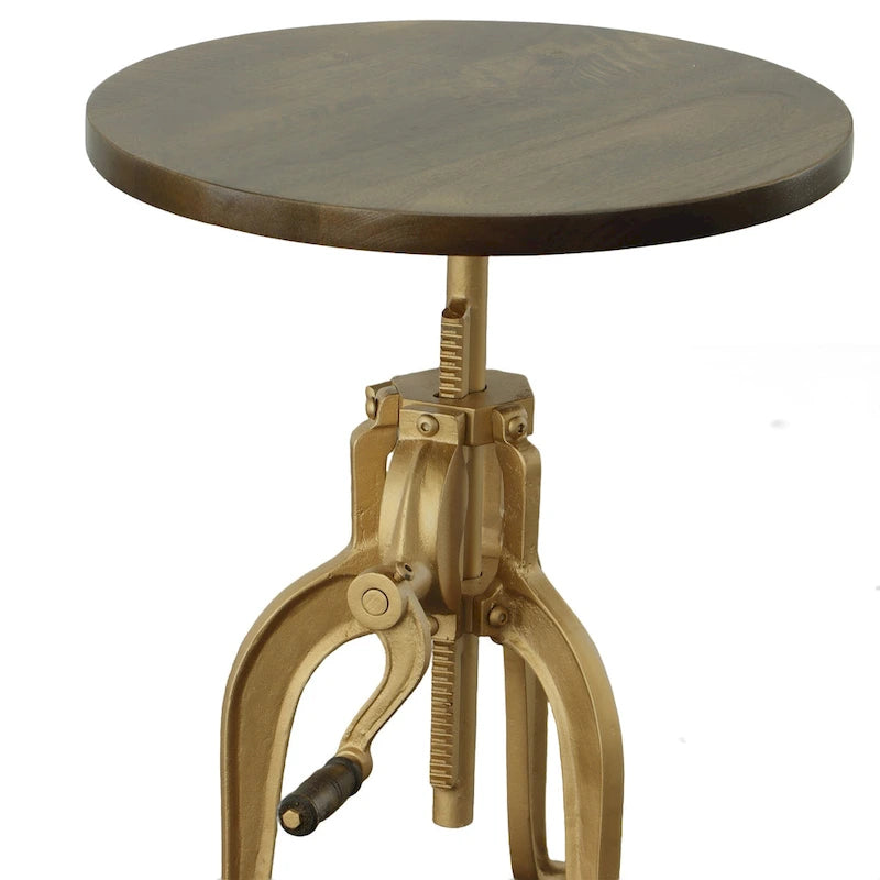 Table d'appoint réglable Carolina Living Regan - Dessus couleur châtaigne - Base noire