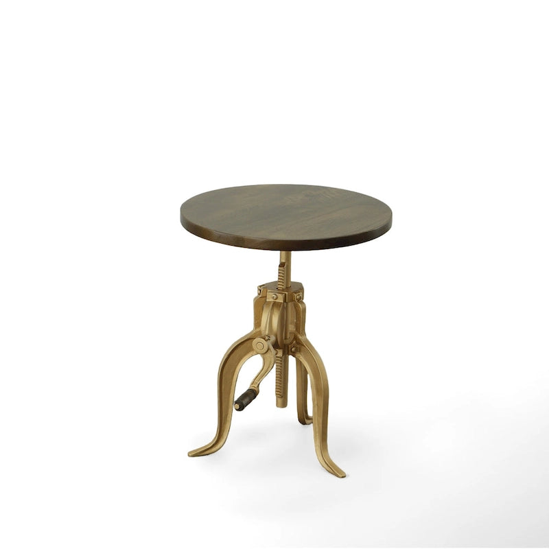 Table d'appoint réglable Carolina Living Regan - Dessus couleur châtaigne - Base noire