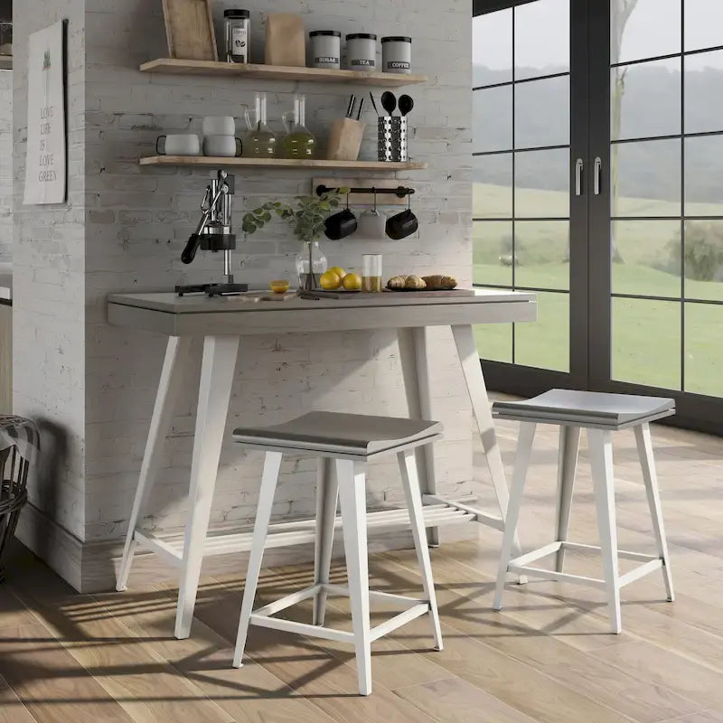 Ensemble table de bar et 2 tabourets Kaylen Modern de Furniture of America, avec piètement en acier