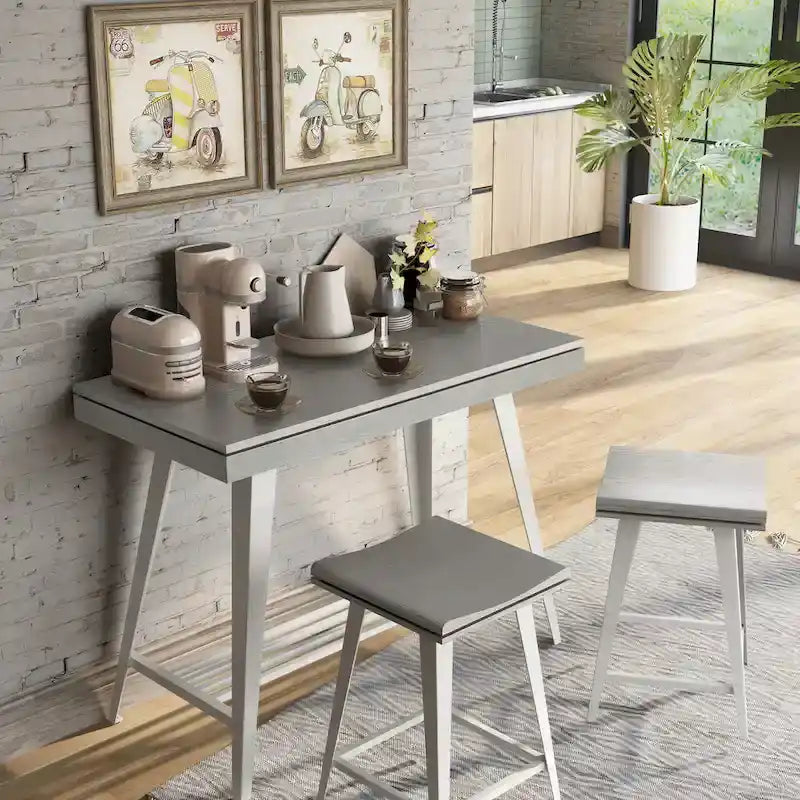 Ensemble table de bar et 2 tabourets Kaylen Modern de Furniture of America, avec piètement en acier