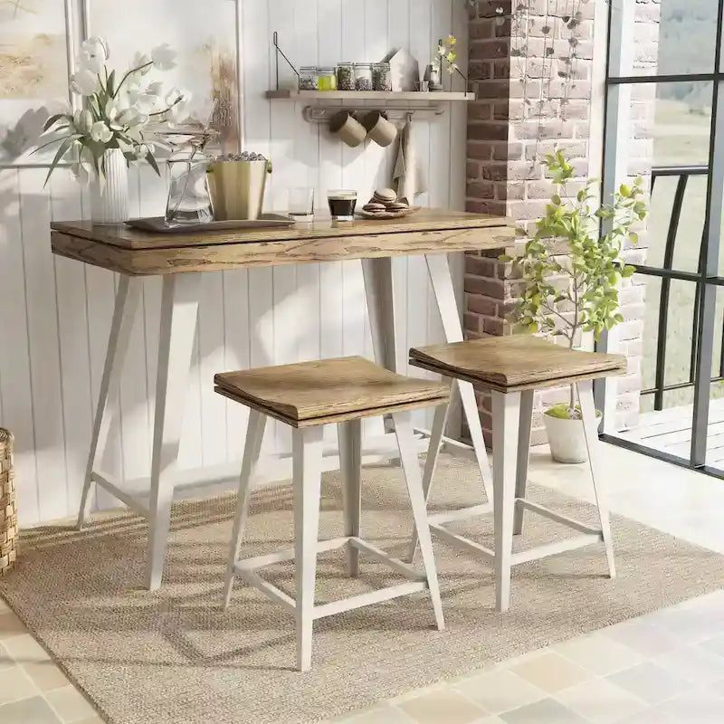Ensemble table de bar et 2 tabourets Kaylen Modern de Furniture of America, avec piètement en acier