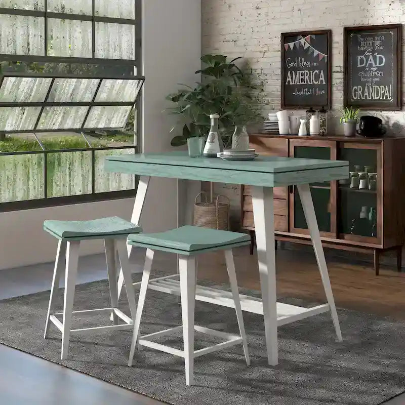 Ensemble table de bar et 2 tabourets Kaylen Modern de Furniture of America, avec piètement en acier
