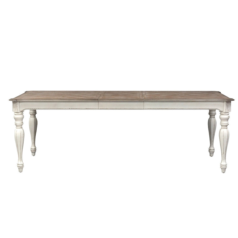 Ensemble de table à pieds 7 pièces Magnolia Manor Antique White Weathered Bark Opt