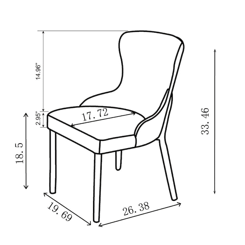 Somette Ema Chaise avec dossier en forme d'ailes, blanches (lot de 2)
