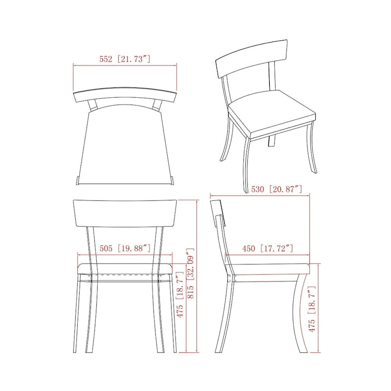 Chaise de salle à manger Somette Melanie à dossier incurvé, lot de 2