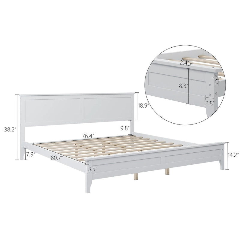 Lit plateforme moderne en bois massif blanc