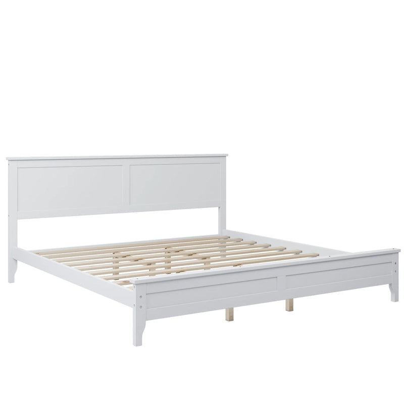 Lit plateforme moderne en bois massif blanc