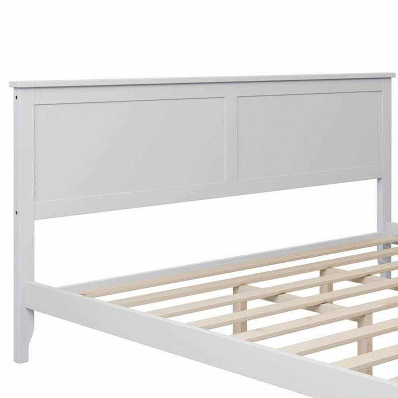 Lit plateforme moderne en bois massif blanc