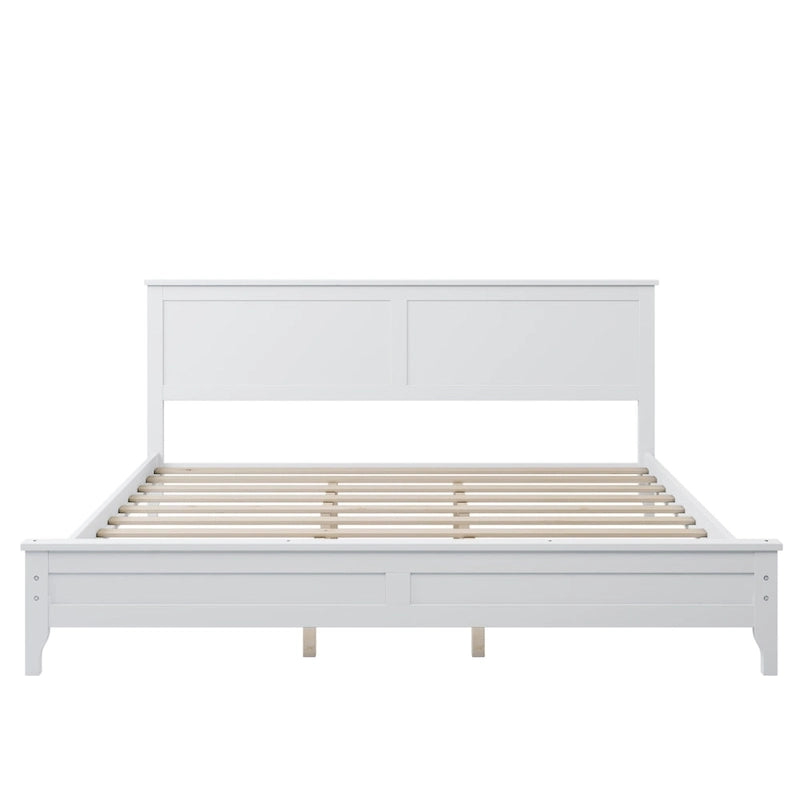 Lit plateforme moderne en bois massif blanc