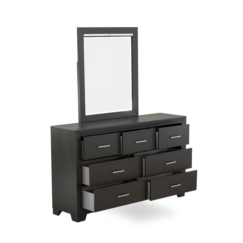 East West Furniture - Ensemble de chambre à coucher Denali Queen Size avec tête de lit rembourrée (Option de pièces)