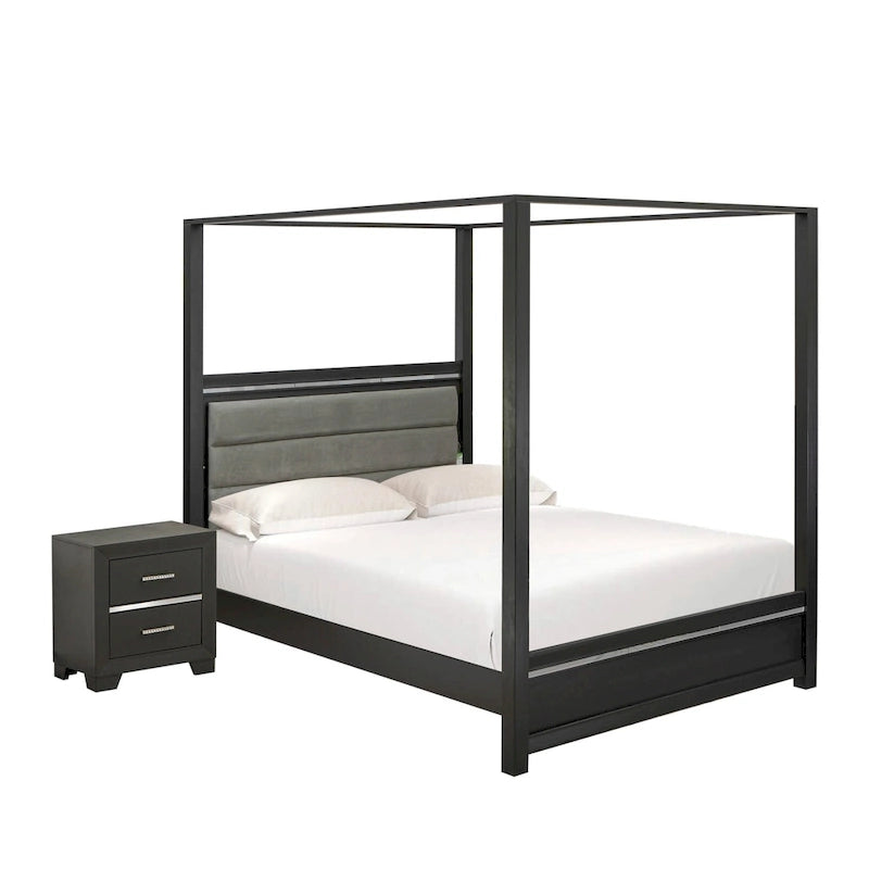 East West Furniture - Ensemble de chambre à coucher Denali Queen Size avec tête de lit rembourrée (Option de pièces)