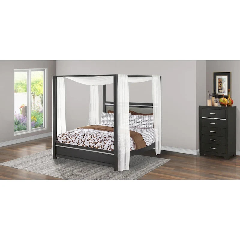 East West Furniture - Ensemble de chambre à coucher Denali Queen Size avec tête de lit rembourrée (Option de pièces)