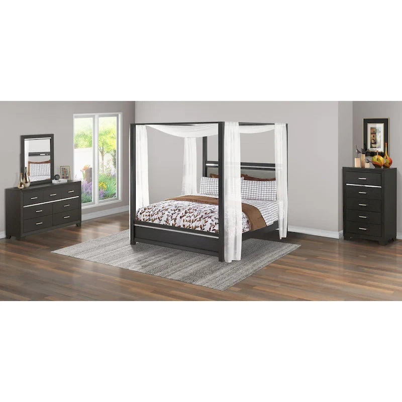 East West Furniture - Ensemble de chambre à coucher Denali Queen Size avec tête de lit rembourrée (Option de pièces)