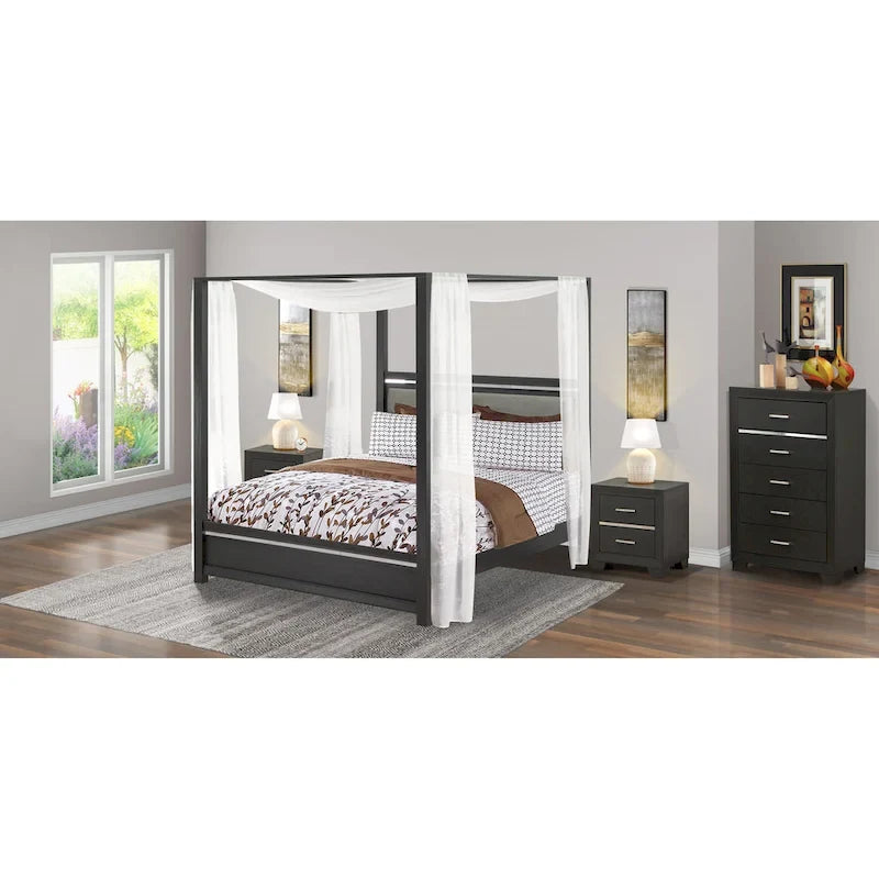 East West Furniture - Ensemble de chambre à coucher Denali Queen Size avec tête de lit rembourrée (Option de pièces)