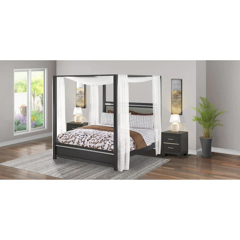 East West Furniture - Ensemble de chambre à coucher Denali Queen Size avec tête de lit rembourrée (Option de pièces)