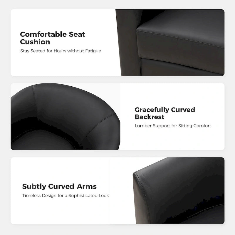 Chaise pivotante moderne Haley en similicuir avec piètement en bois massif, lot de 2 par HULALA HOME