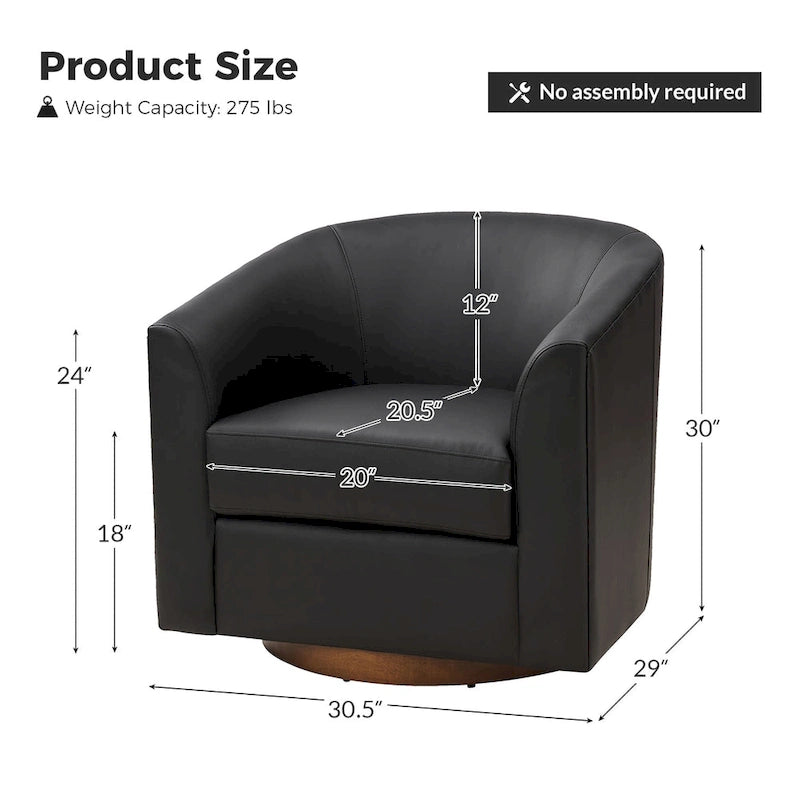 Chaise pivotante moderne Haley en similicuir avec piètement en bois massif, lot de 2 par HULALA HOME
