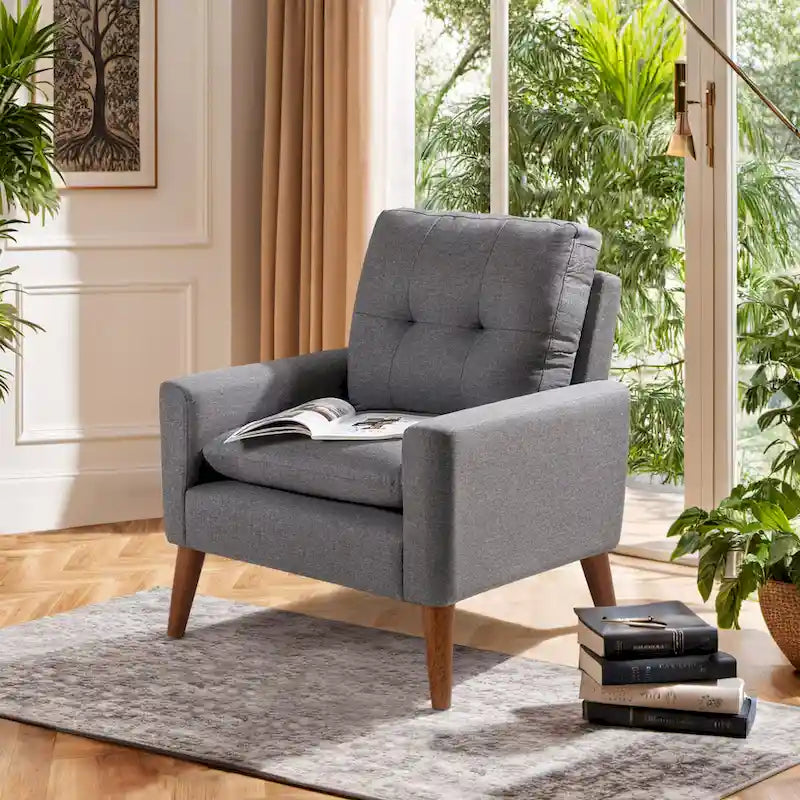 Fauteuil d'appoint Homall, Fauteuil Moderne en Tissu Rembourré avec Pieds en Bois, Chaise Longue pour Salon