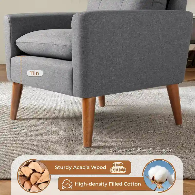Fauteuil d'appoint Homall, Fauteuil Moderne en Tissu Rembourré avec Pieds en Bois, Chaise Longue pour Salon