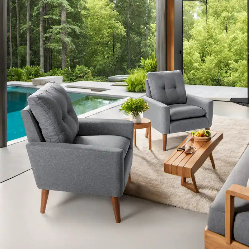 Fauteuil d'appoint Homall, Fauteuil Moderne en Tissu Rembourré avec Pieds en Bois, Chaise Longue pour Salon