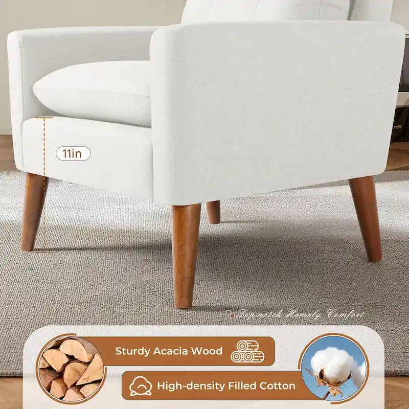 Fauteuil d'appoint Homall, Fauteuil Moderne en Tissu Rembourré avec Pieds en Bois, Chaise Longue pour Salon