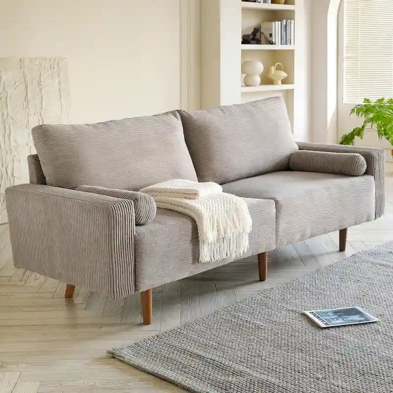 HOOOWOOO Canapé Rembourré de Style Mid-Century Modern avec Coussins Roulés