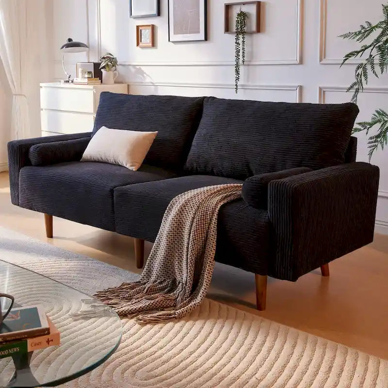 HOOOWOOO Canapé Rembourré de Style Mid-Century Modern avec Coussins Roulés