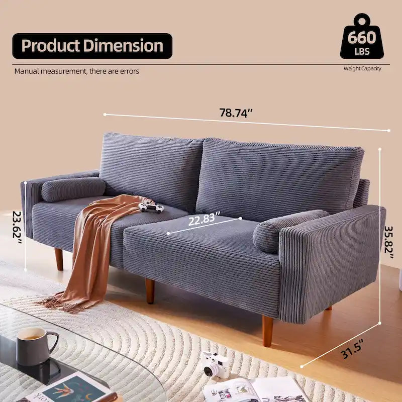 HOOOWOOO Canapé Rembourré de Style Mid-Century Modern avec Coussins Roulés
