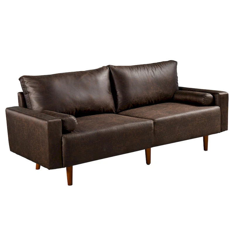 HOOOWOOO Canapé Rembourré de Style Mid-Century Modern avec Coussins Roulés