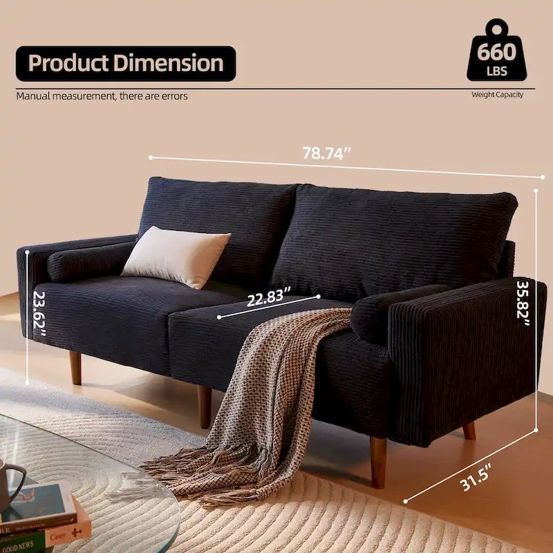 HOOOWOOO Canapé Rembourré de Style Mid-Century Modern avec Coussins Roulés