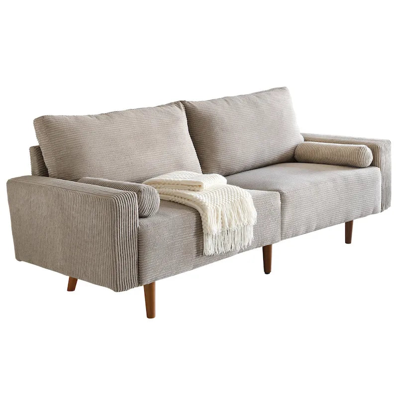 HOOOWOOO Canapé Rembourré de Style Mid-Century Modern avec Coussins Roulés