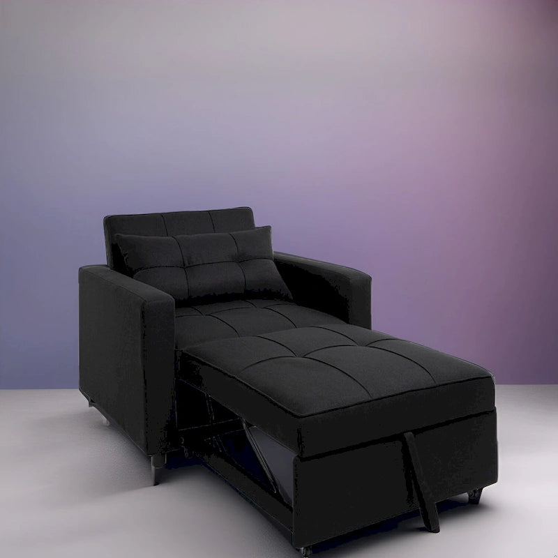 Fauteuil inclinable convertible 3 en 1 - Canapé-lit pliant moderne rembourré pour petits espaces