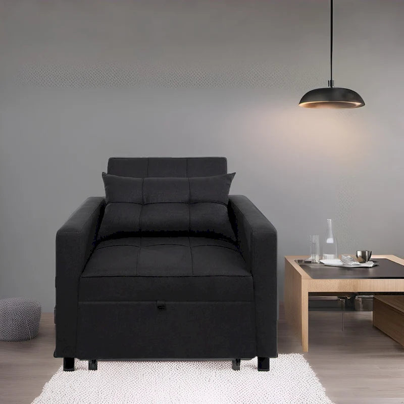 Fauteuil inclinable convertible 3 en 1 - Canapé-lit pliant moderne rembourré pour petits espaces