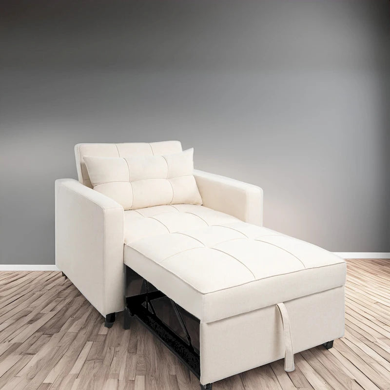 Fauteuil inclinable convertible 3 en 1 - Canapé-lit pliant moderne rembourré pour petits espaces