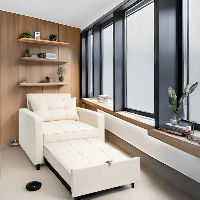 Fauteuil inclinable convertible 3 en 1 - Canapé-lit pliant moderne rembourré pour petits espaces