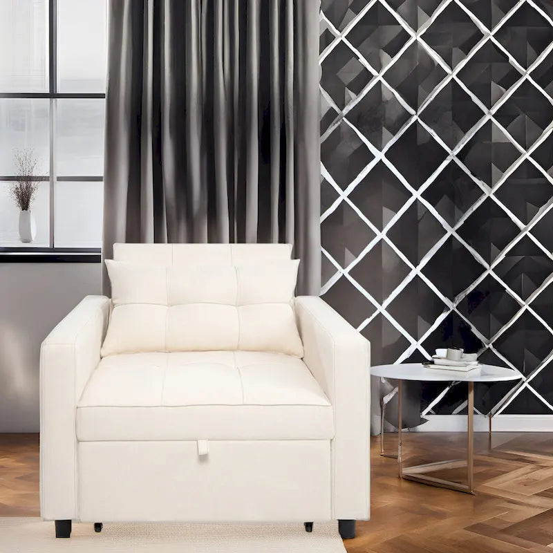 Fauteuil inclinable convertible 3 en 1 - Canapé-lit pliant moderne rembourré pour petits espaces