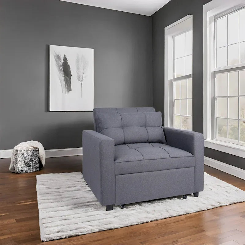 Fauteuil inclinable convertible 3 en 1 - Canapé-lit pliant moderne rembourré pour petits espaces