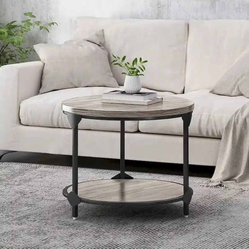 Table basse ronde moderne industrielle Cedarhurst par Christopher Knight Home