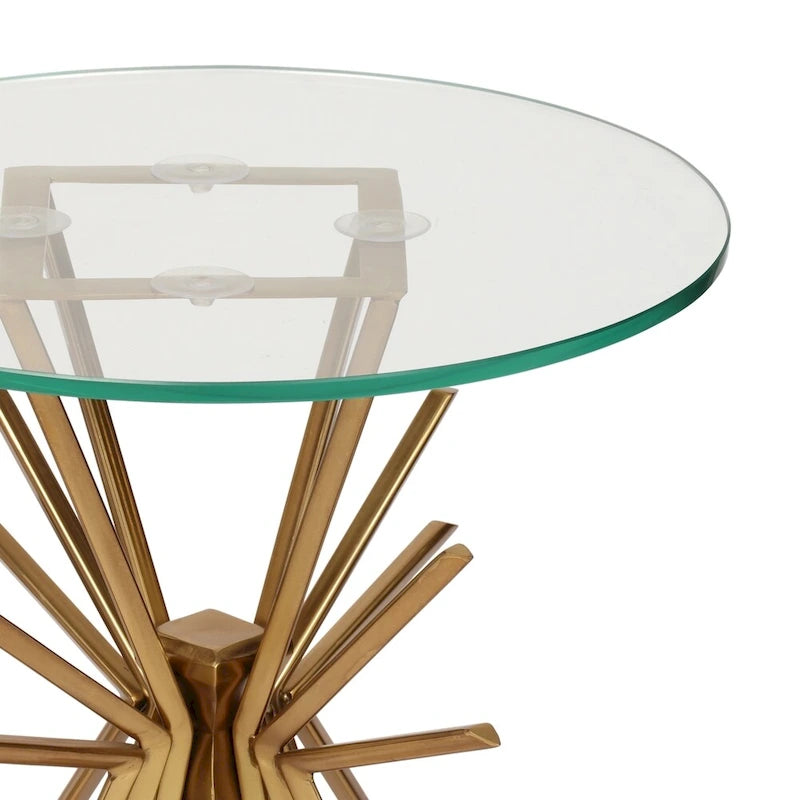 Table d'appoint Helios Modern Glam Sunburst fabriquée à la main avec plateau en verre trempé par Christopher Knight Home