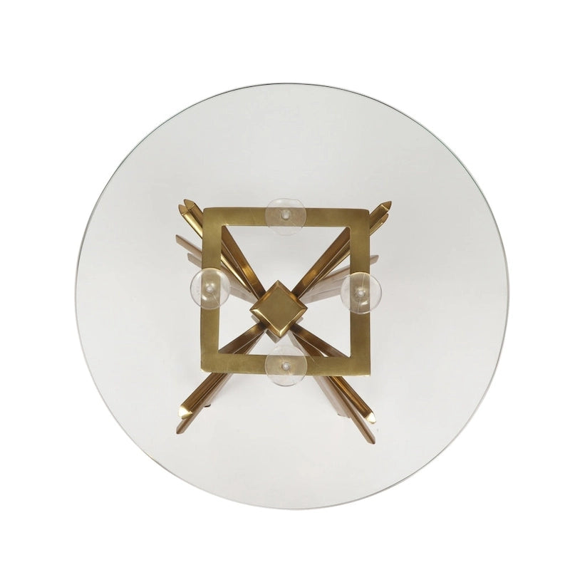 Table d'appoint Helios Modern Glam Sunburst fabriquée à la main avec plateau en verre trempé par Christopher Knight Home